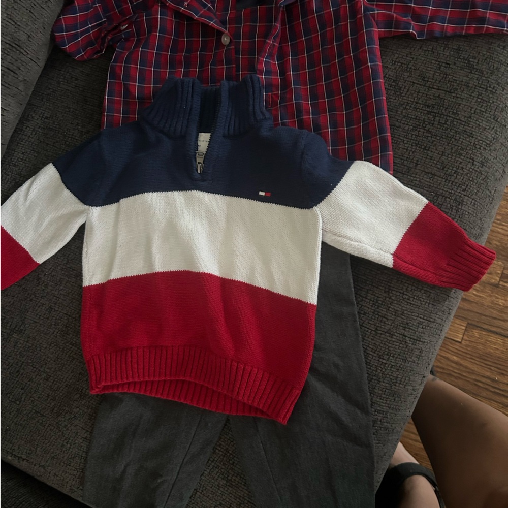 Tommy Hilfiger Kids Navy, White, and Red Sweater